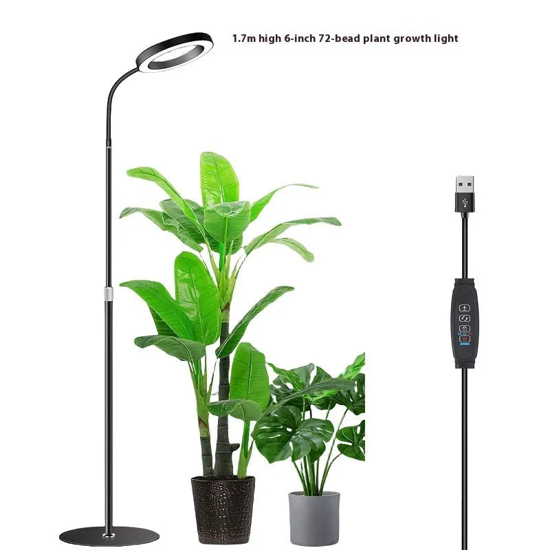 6-inch Angel Ring retractable floor plant grow light with aluminium alloy shell and 72 LED beads