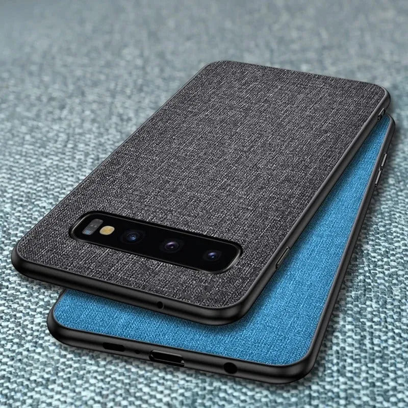 Canvas textured Samsung Galaxy phone case in multiple colours showing TPU and PC construction