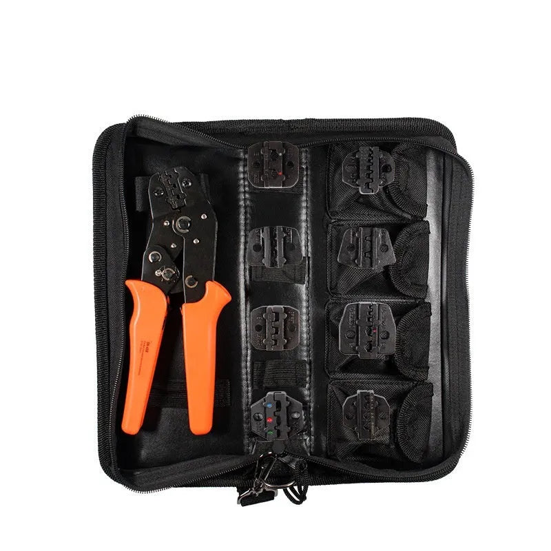 SN-48B portable terminal crimping pliers combination set with multiple jaw tools on a work surface.