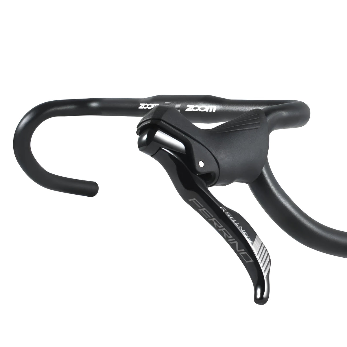 Black aluminium alloy road bike handlebar showing 420mm width and racing bend profile