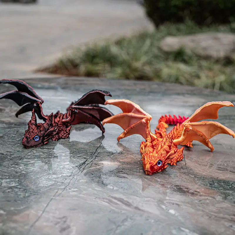 25cm red gold PLA plastic dragon wings decoration toy with dimensional display