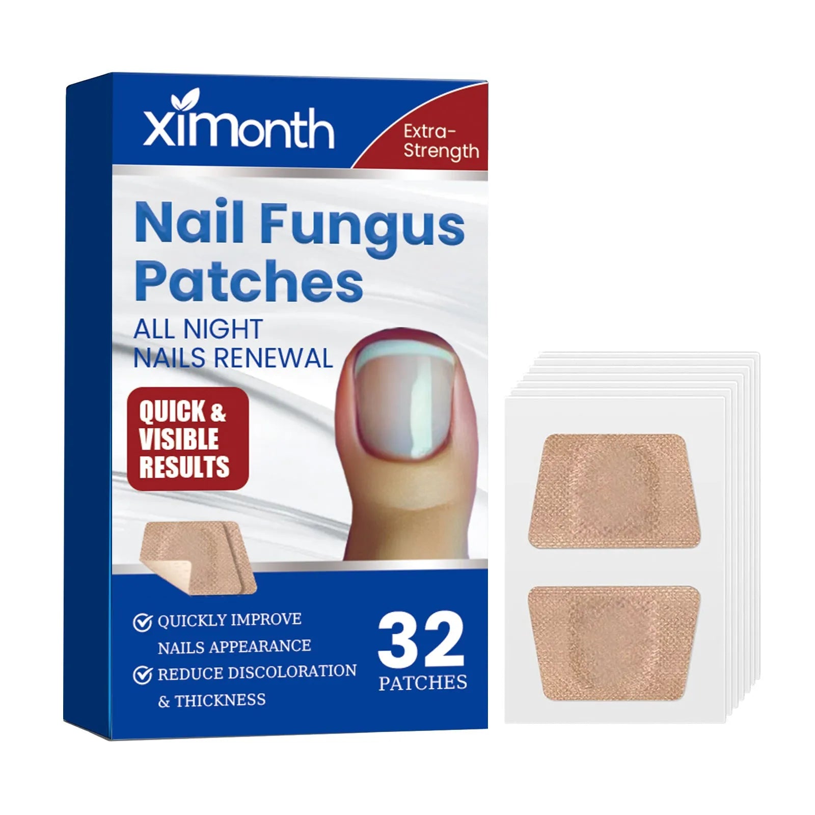 Nail nursing adhesive bandage repair with 32 patches measuring 6.1x3.5cm containing glycerin and natural extracts
