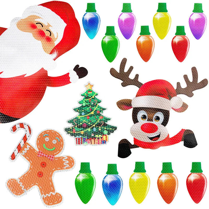 Magnetic reflective Christmas light bulbs with white honeycomb material for car and refrigerator decoration