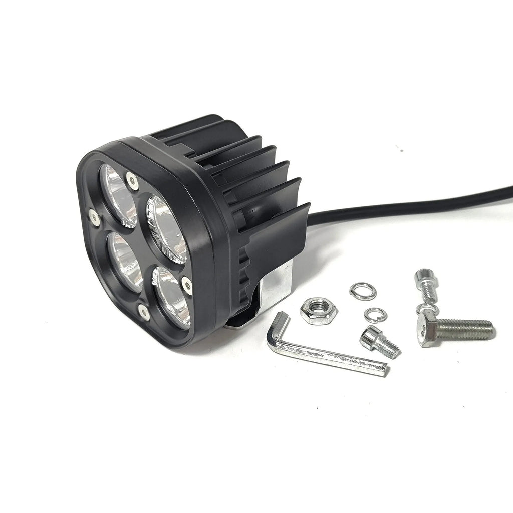 Four-eye clover pattern headlight set with aluminium base plate for motorcycle and car modification