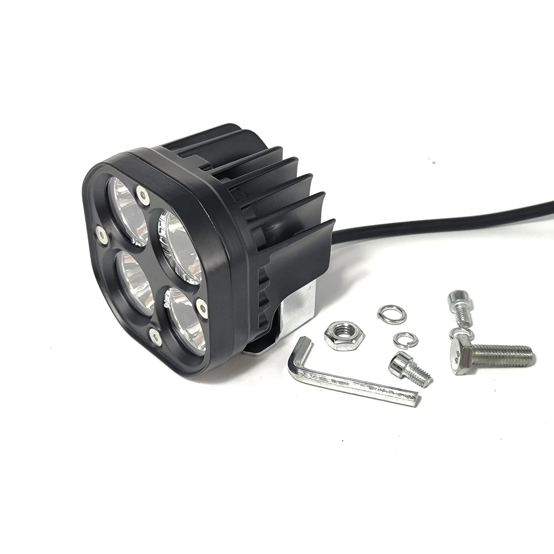Four-eye clover pattern headlight set with aluminium base plate for motorcycle and car modification