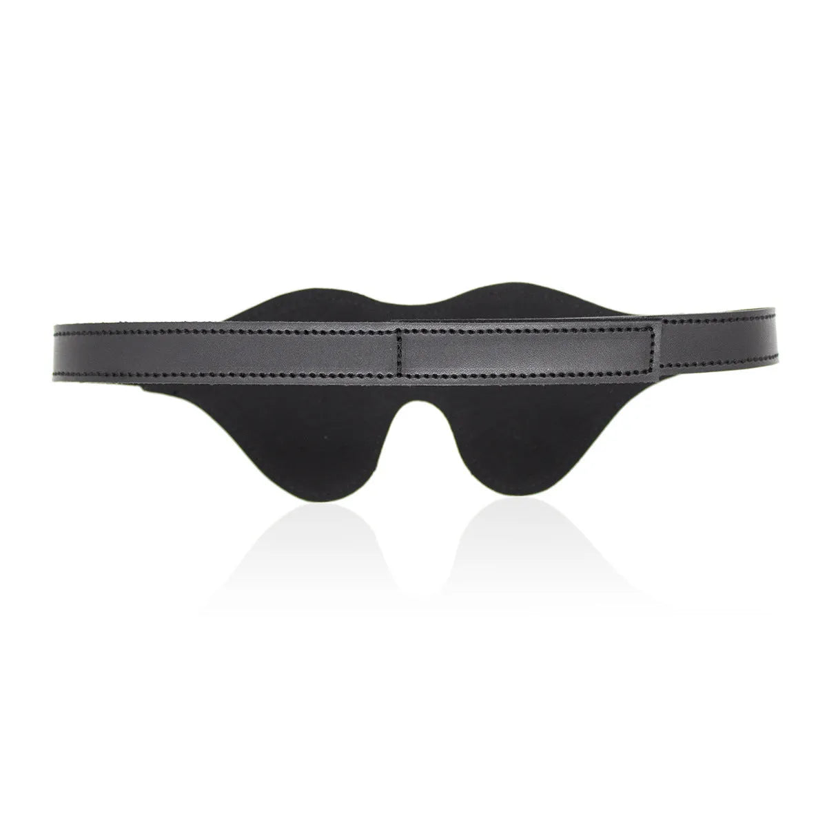 Women's adjustable velcro leather eye mask in five colour options showing three-dimensional design