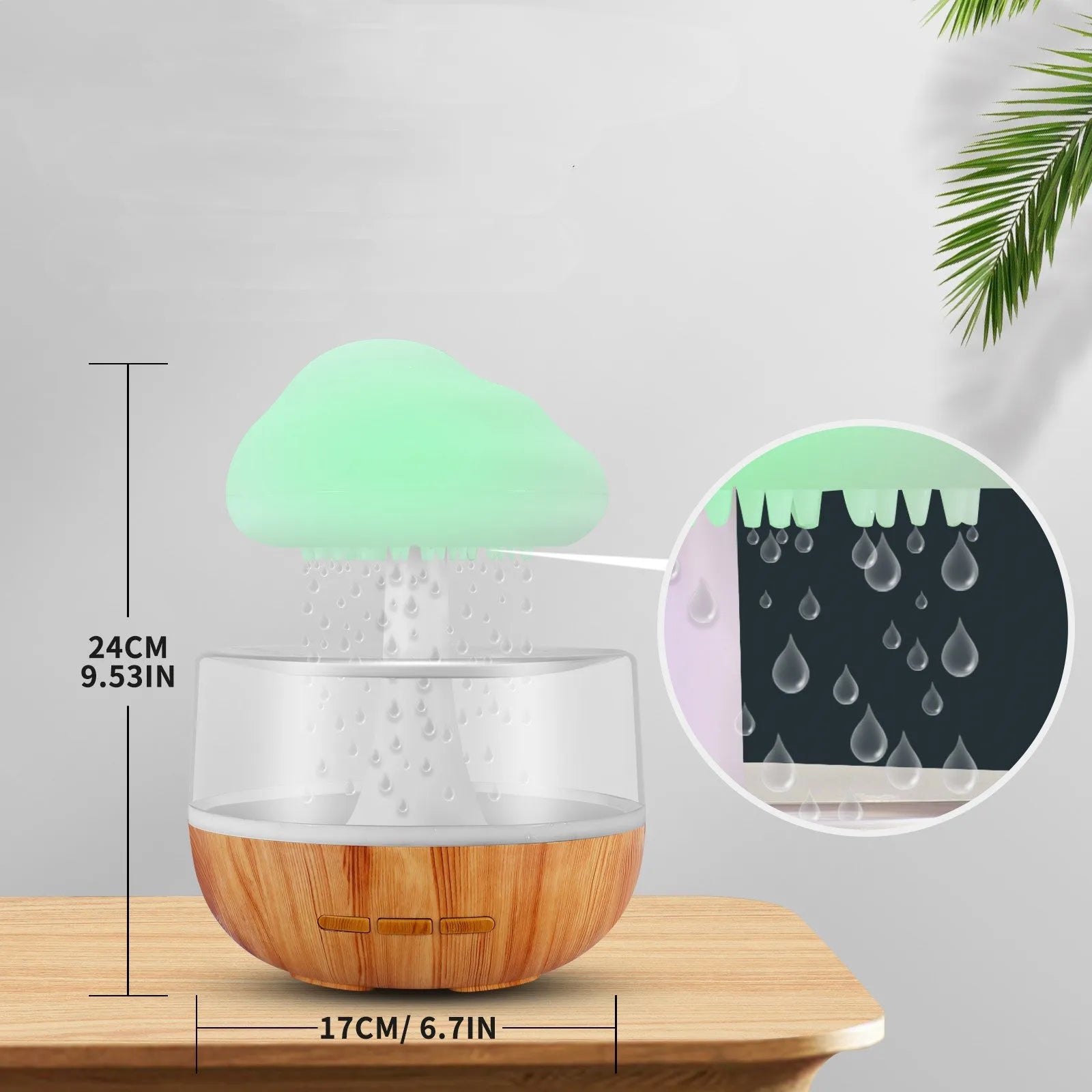 White cloud-shaped USB humidifier with 400ml tank, 7-colour LED light, and aromatherapy diffuser on a desk