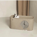 Grey foldable felt cat nest bed in cage style design for indoor cats.