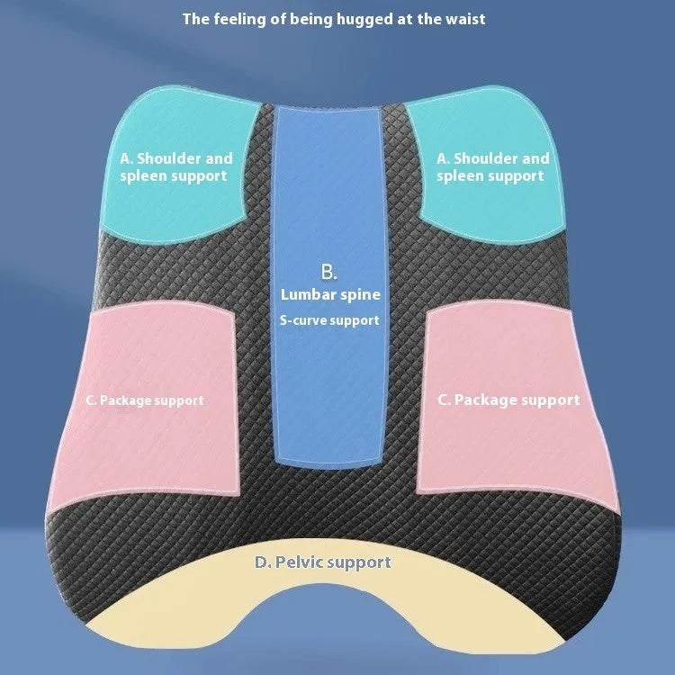 Office lumbar support cushion measuring 40x40x8cm in grey, navy blue, and pink colour options