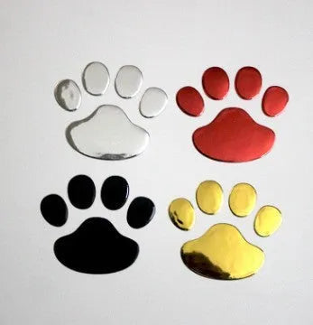 PVC hand-shaped brush car sticker with dog footprints pattern measuring 7cm length in four colour options