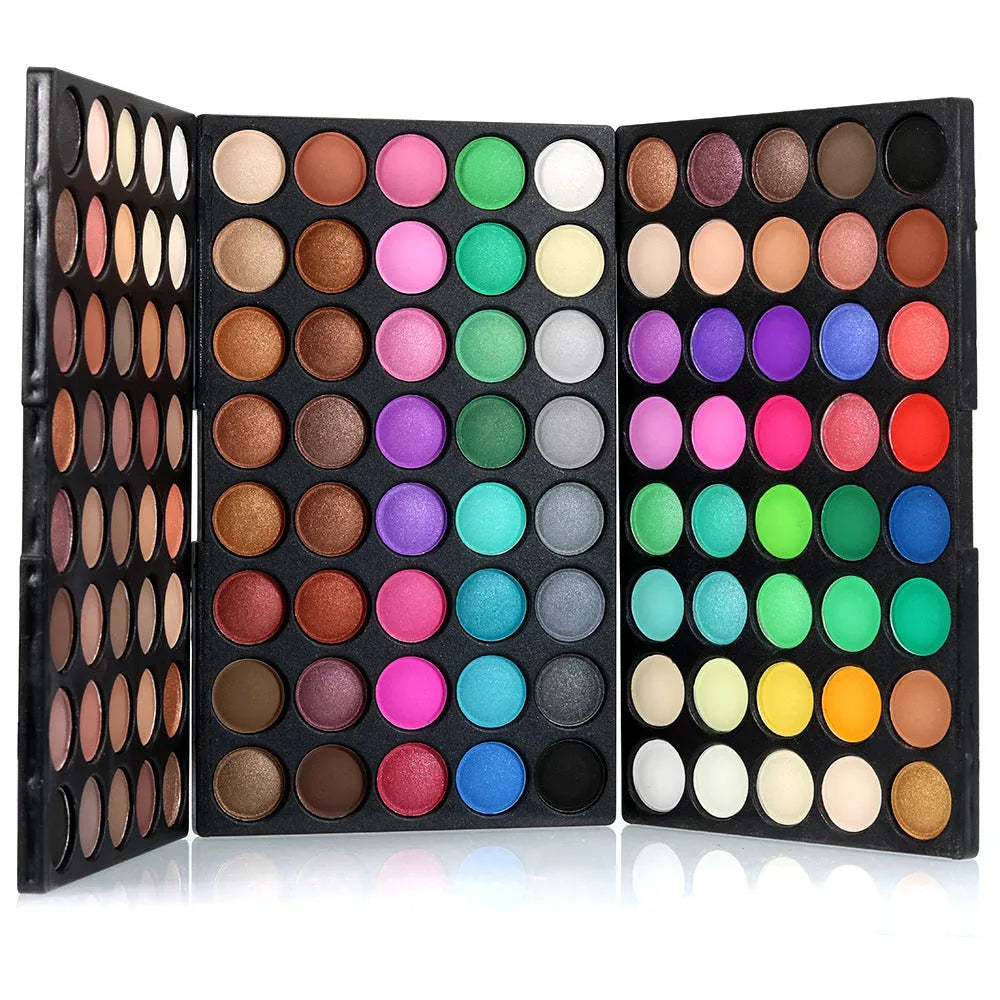120 colour eyeshadow palette, matte and shimmer shades, 16cm x 11cm x 2.5cm portable makeup set