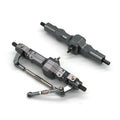 Grey alloy parts for 1:24 scale military model car with black tyres and motorised box