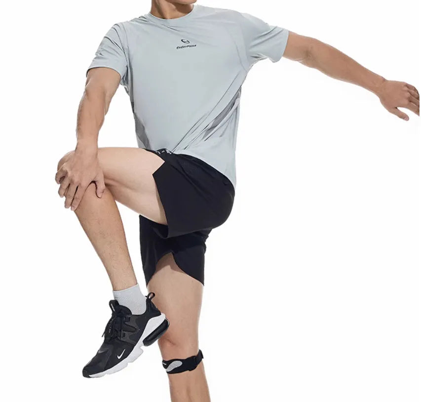 Running shorts in Mysterious Black with laser punching stitching and four-sided stretch fabric, sizes 2XL to XL.