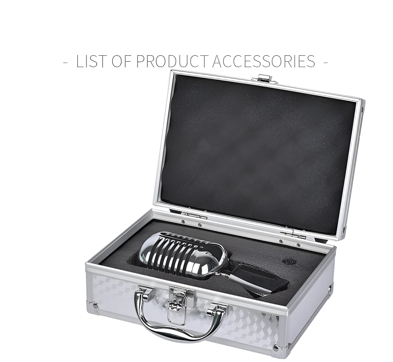 Retro metal wired stage microphone in black or silver with moving coil sensor and cardioid pickup pattern