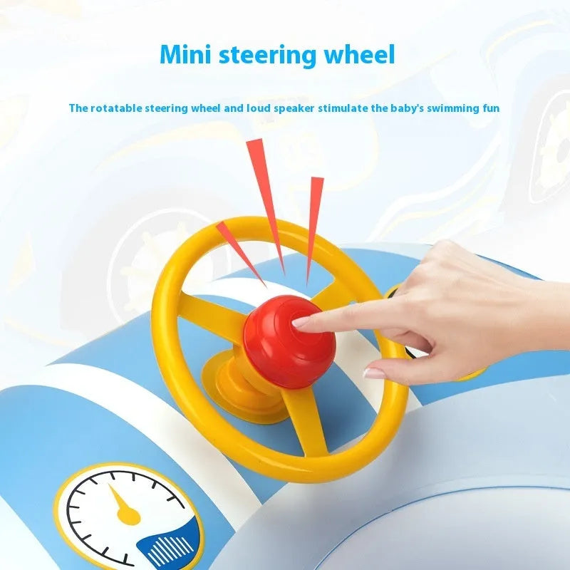 Pink cartoon sports car inflatable swimming ring for children's swimming and wading
