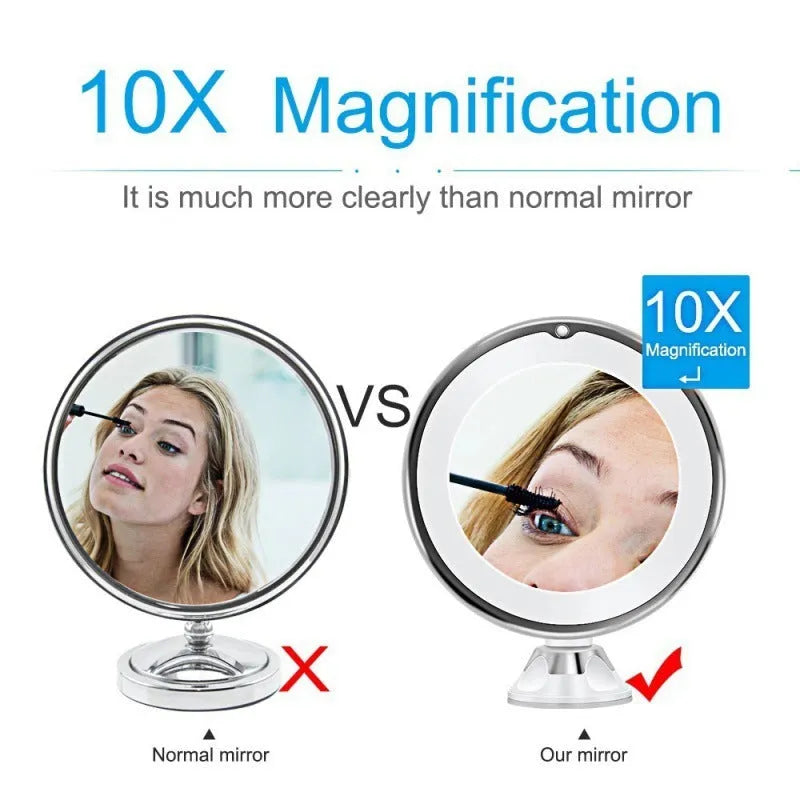 White LED make-up mirror with battery operation, plastic frame, 17.5 x 21cm, bright LED lights
