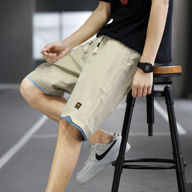 All-match casual beach straight loose shorts in micro-elastic polyester, sizes M to 8XL, colours 8905 Green and 8805 Blue