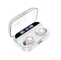 Black X11 Bluetooth wireless earbuds with charging case showing touch controls and included ear sleeves