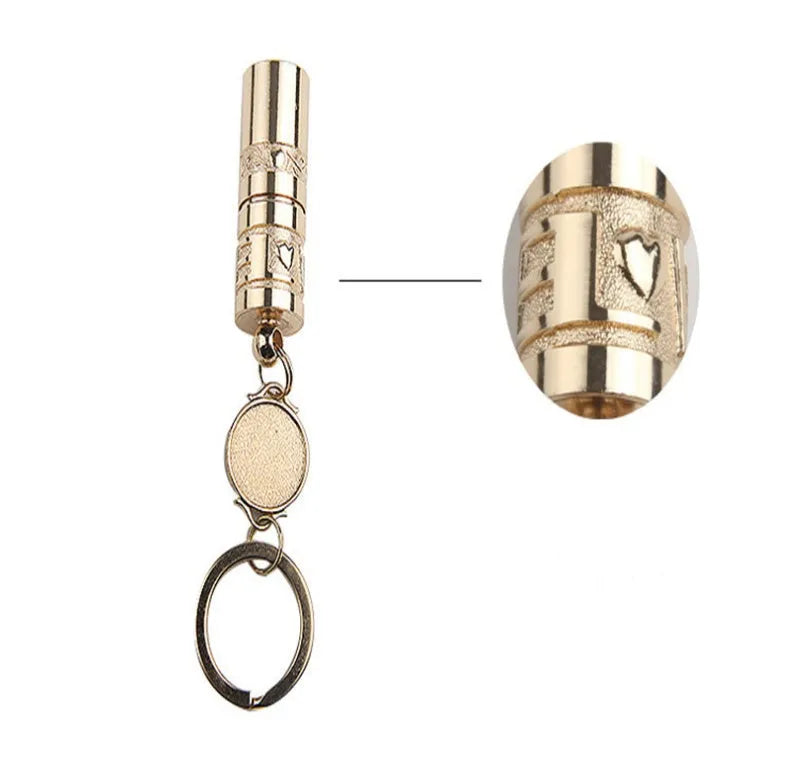 Gold zinc alloy waterproof LED flashlight keychain with mini portable design for emergency outdoor use