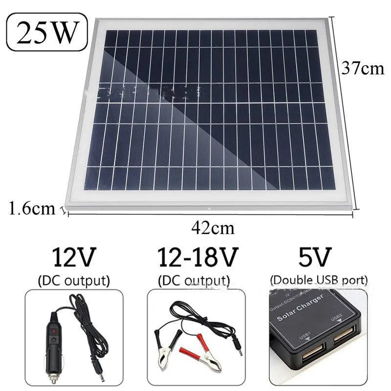 10W polysilicon solar panel with dual USB ports for outdoor device charging