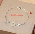Women's 925 silver bracelet with Hetian jade elements in Chinese style geometry design