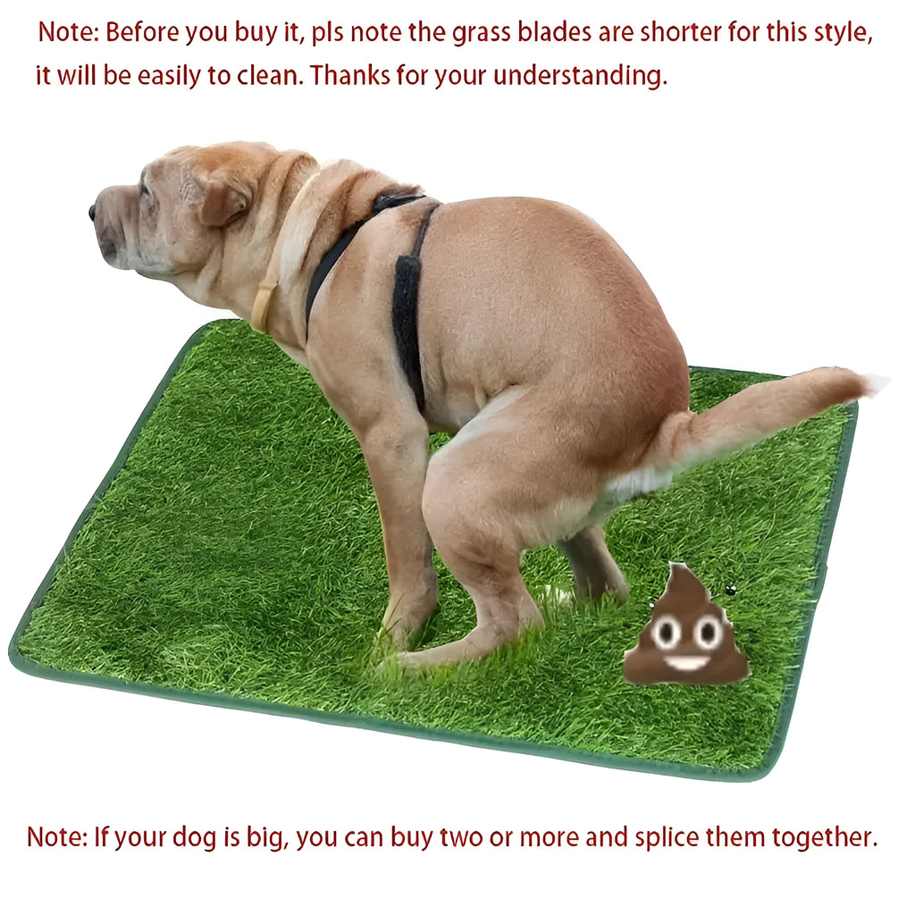 Artificial grass dog toilet training mat on floor in small, medium, and large sizes