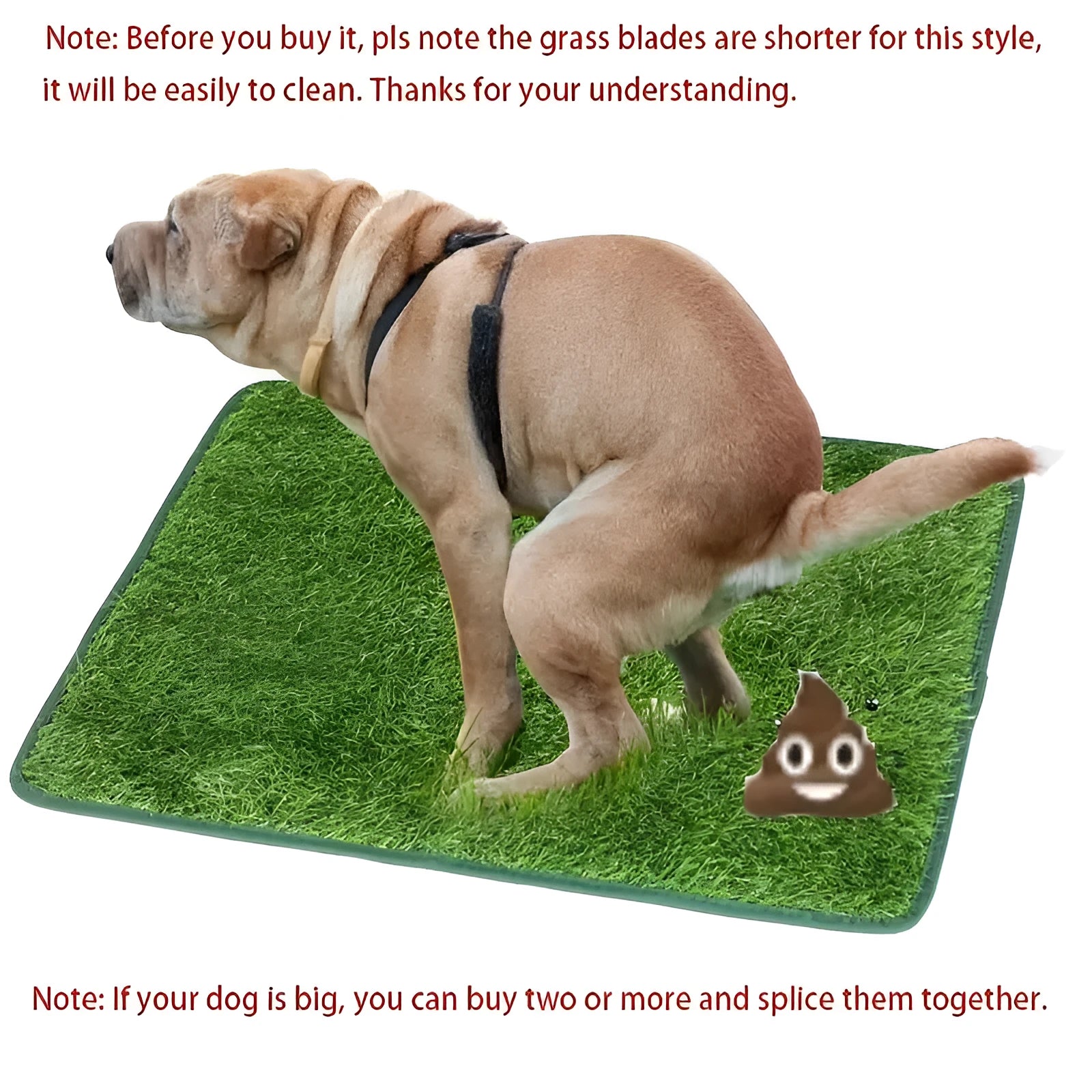 Artificial grass dog toilet training mat on floor in small, medium, and large sizes