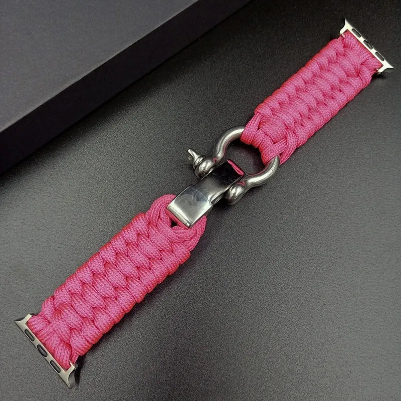 Woven nylon watch strap for iWatch 38-49mm with steel buckle, connector and multiple colour options
