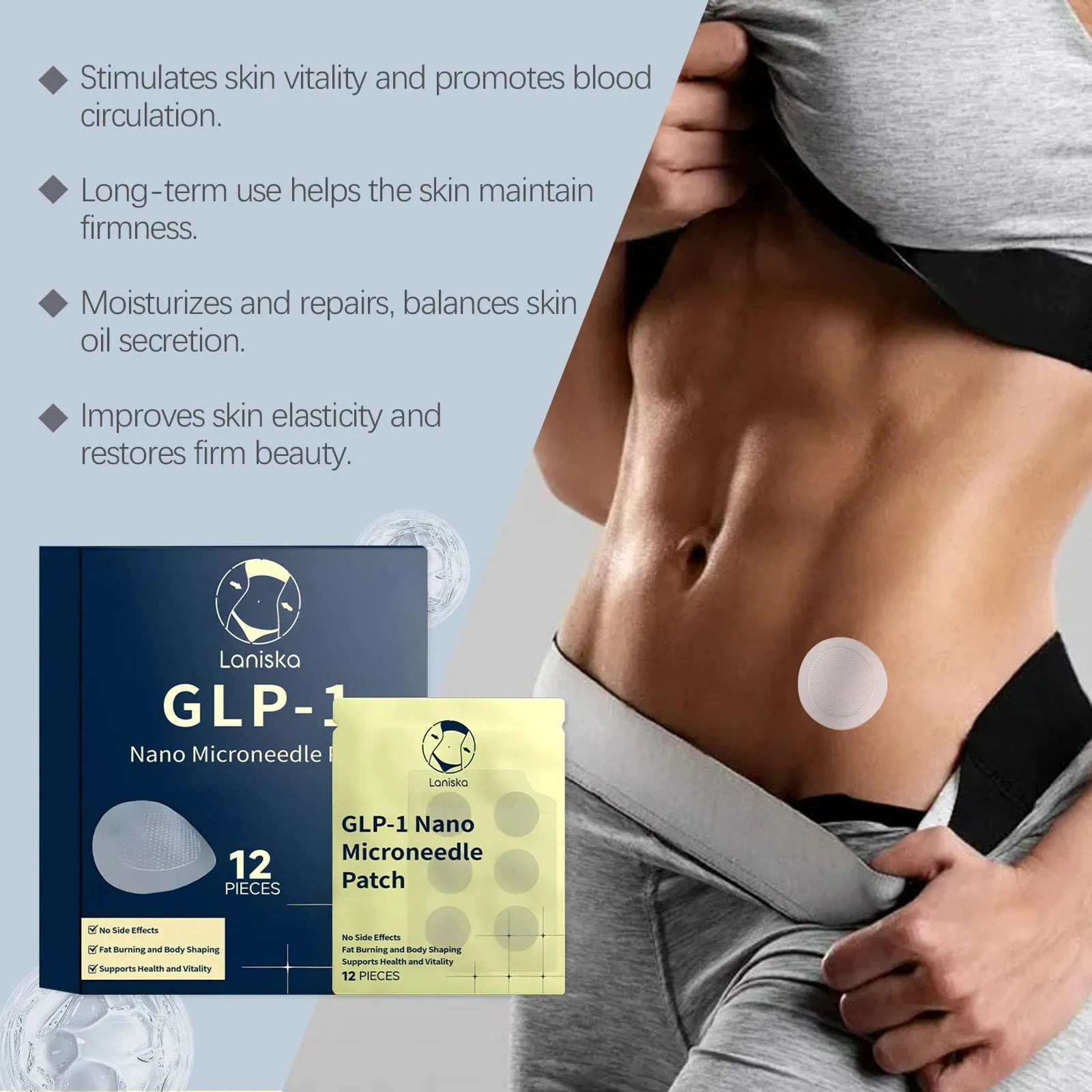 Box of 12 Holding Effect Control Sugar micro needle patches for transdermal application.