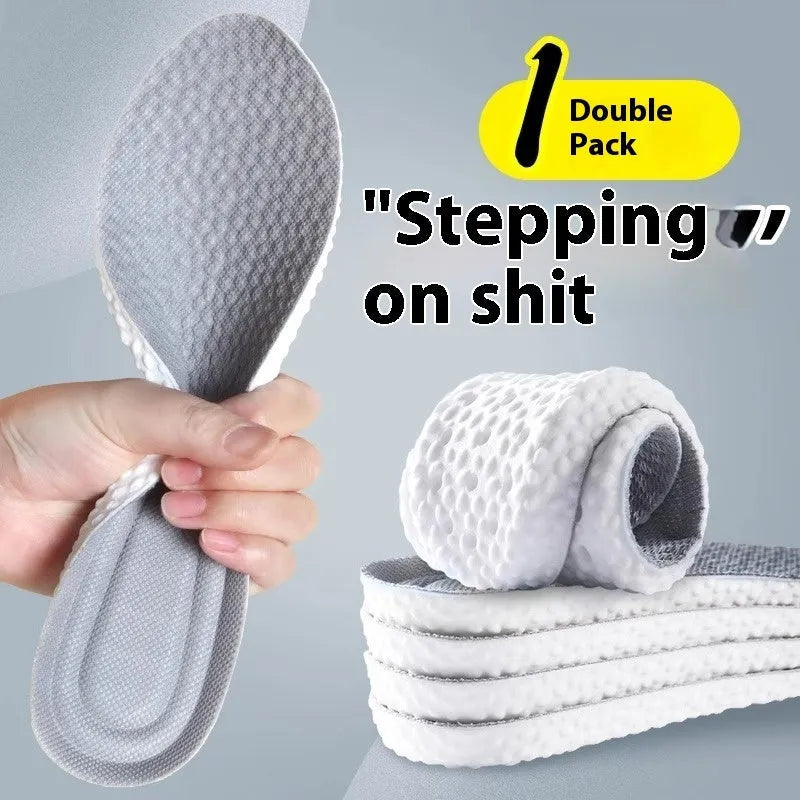 Breathable deodorant sports insoles in grey, black, or orange, with high elasticity and custom sizing for UK 35-46.