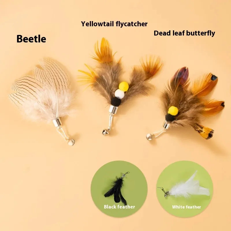 Three steel wire cat toy replacement heads with insect designs, each 4cm long