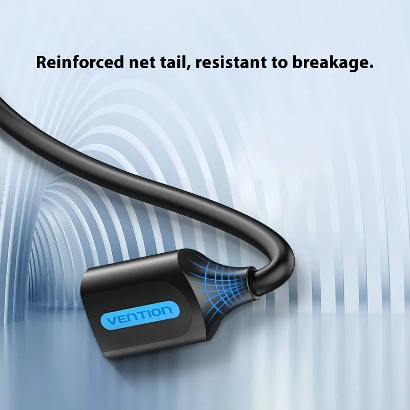 Black USB A Male to AM straight head N extension cable on a white background, showing connector detail.