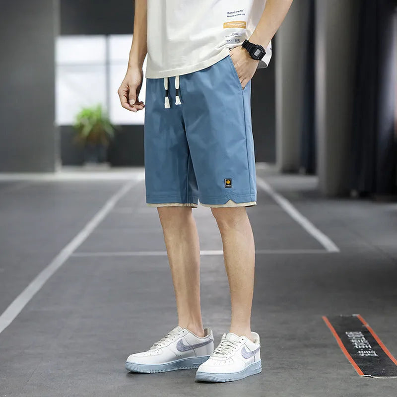 All-match casual beach straight loose shorts in micro-elastic polyester, sizes M to 8XL, colours 8905 Green and 8805 Blue