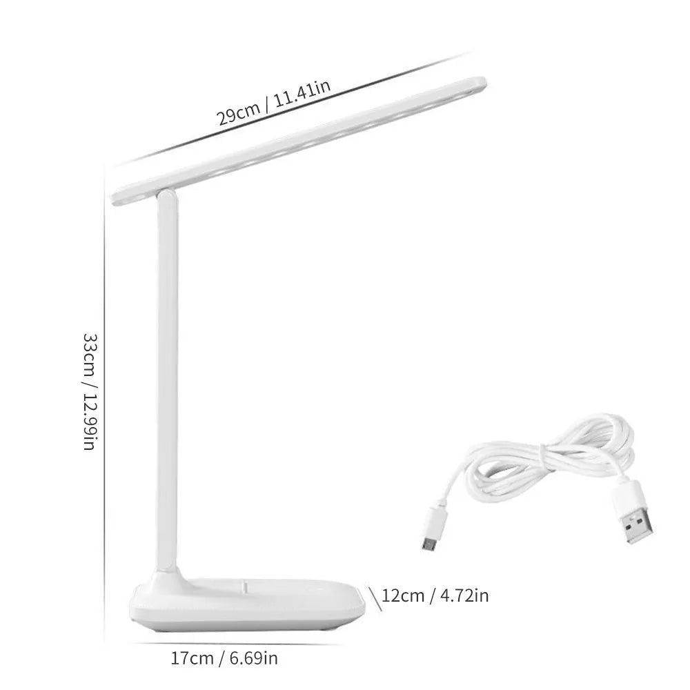White eye protection table lamp with touch dimming and USB charging socket