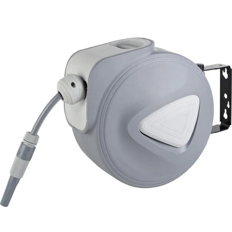 Qiya automatic retractable hose reel with 10m PVC pipe in 30.5x16.5x28.5cm compact unit
