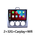 Volkswagen Fox Android car stereo with 9 inch touchscreen showing navigation and manual air conditioning controls