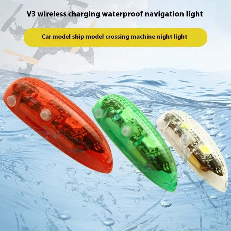 V3 wireless charging waterproof navigation light for scale models with 43mm size and LED colours