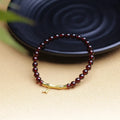 Natural garnet bamboo joint single ring bracelet with 6mm diameter in copper or silver finish