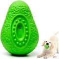 Green avocado-shaped rubber dog chew toy for aggressive chewers, showing uneven surface design