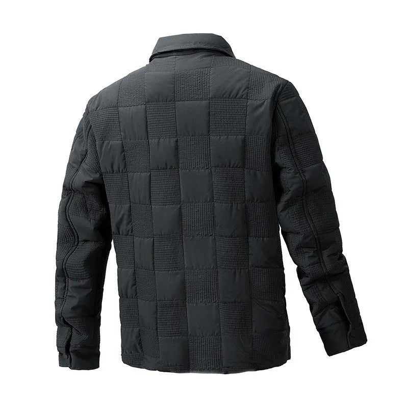 Men's quilted cotton jacket with polo collar and wool lining in four colour options