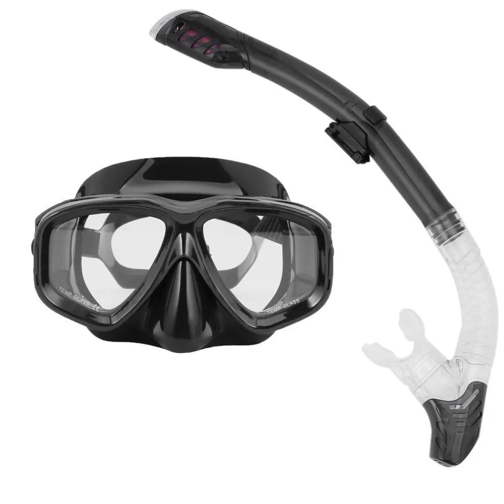 Diving goggles with anti-fog lens, PC frame, and adjustable silicone strap in black, blue, pink, or yellow