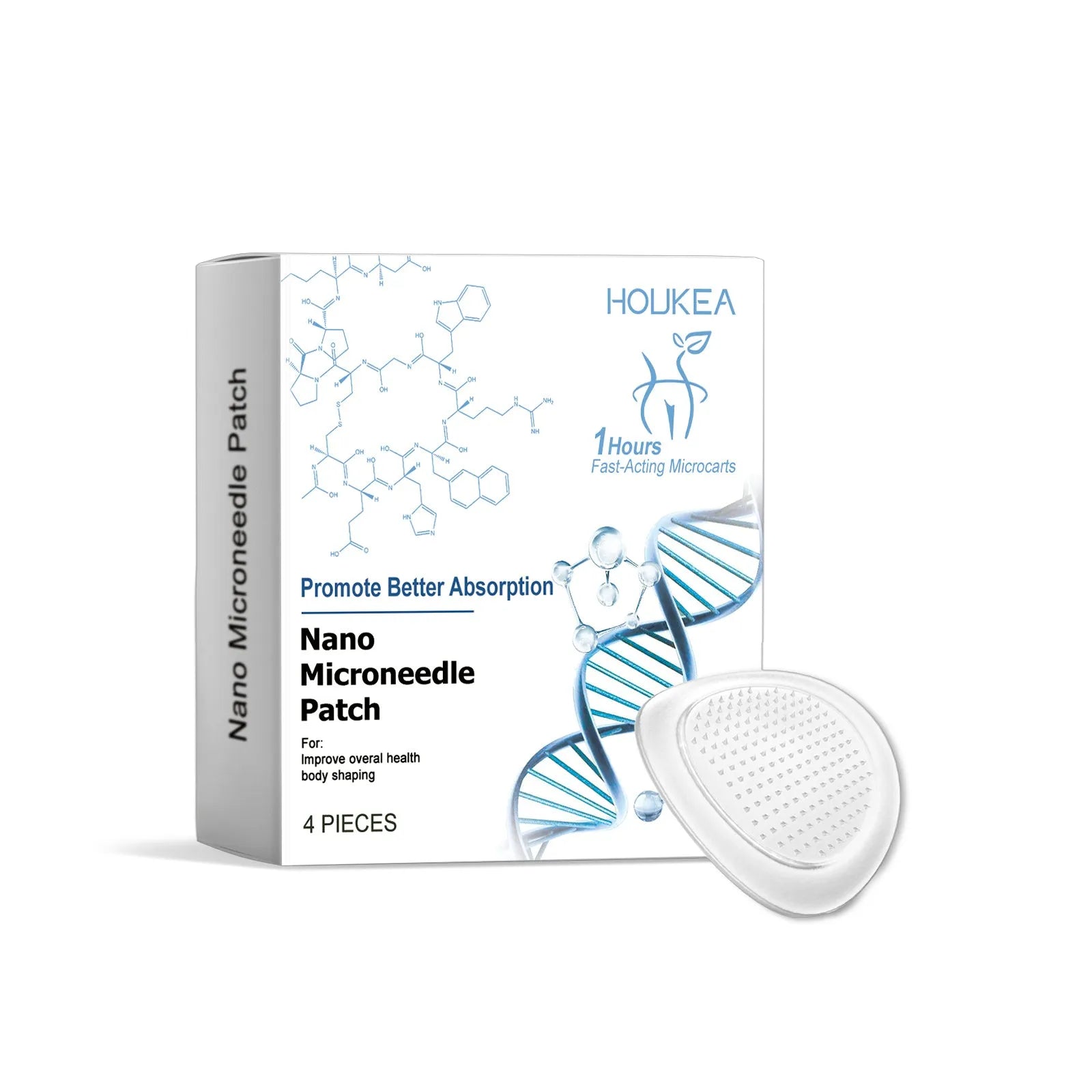 Nano microneedle patch set of four pieces with botanical extracts including Paeonia lactiflora root and cinnamon oil
