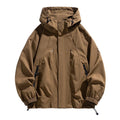 Men's plus size hooded casual coat in khaki, black, grey green or apricot, sizes M to 8XL, polyester lining