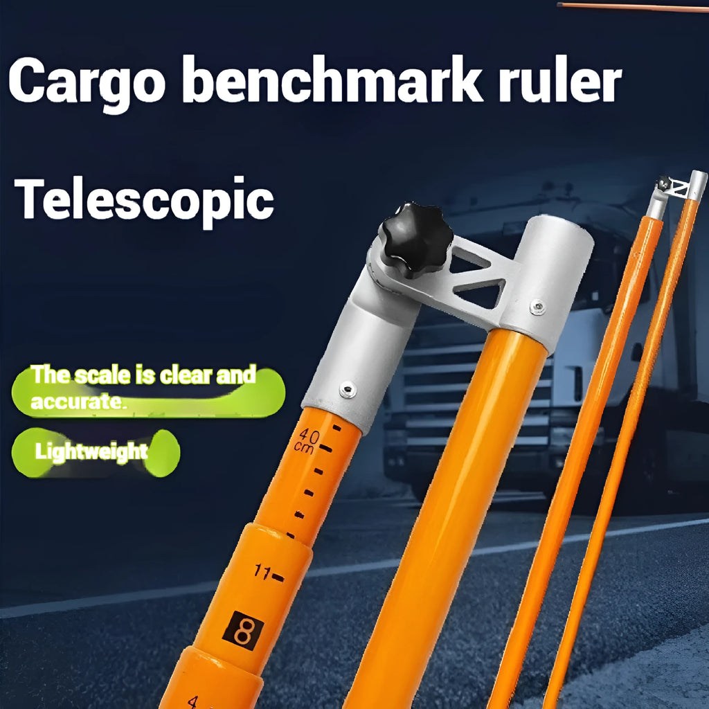 Telescopic fibreglass truck height measuring rod with clear scale, shown extended to full height.