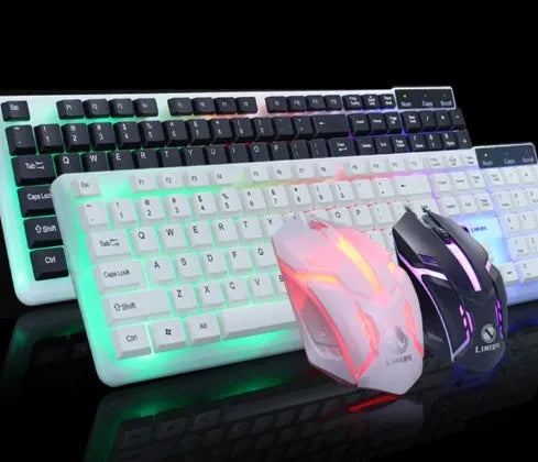 Wired USB keyboard and mouse set, 104-key keyboard and 3-button mouse, black or white, 1.5 m cable