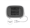 Mini home heater in green, white, or yellow with PTC ceramic heating, 500W power, and compact 158mm dimensions