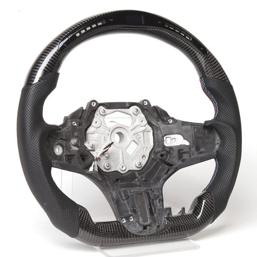 Black carbon fibre BMW steering wheel with LED lighting and heating function for X3 X5 models