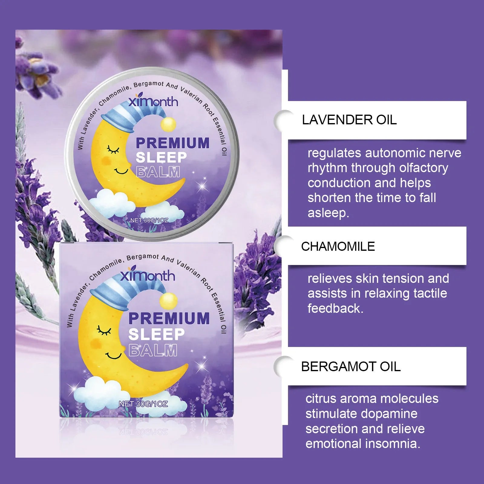 30g jar of Sleep Goodnight Cream with lavender, chamomile and valerian