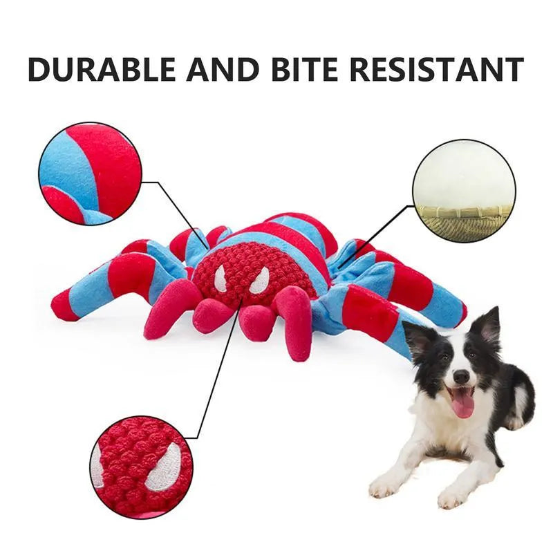 Red teddy bear chew toy for medium and large dogs on a plain background