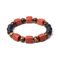 Handmade square amethyst and volcanic stone bracelet with 8mm rectangular beads in five colours